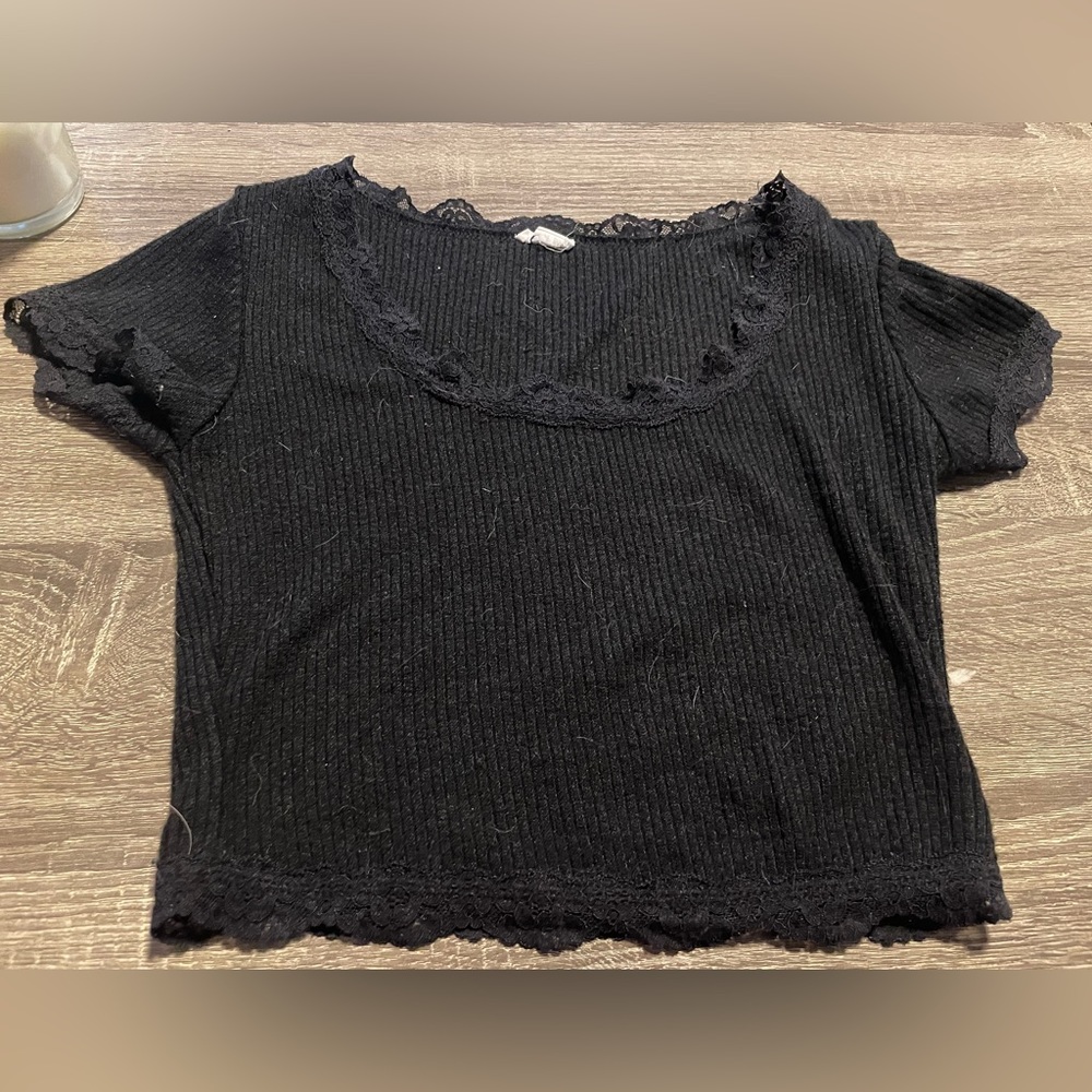 Garage black crop top with lace size XS